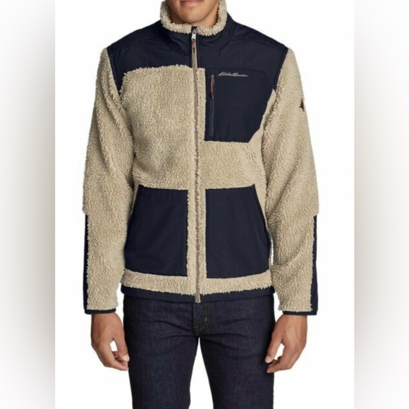 EDDIE BAUER Men’s Sherpa Fleece Full Zip Jacket Oversized Small - Picture 2 of 11